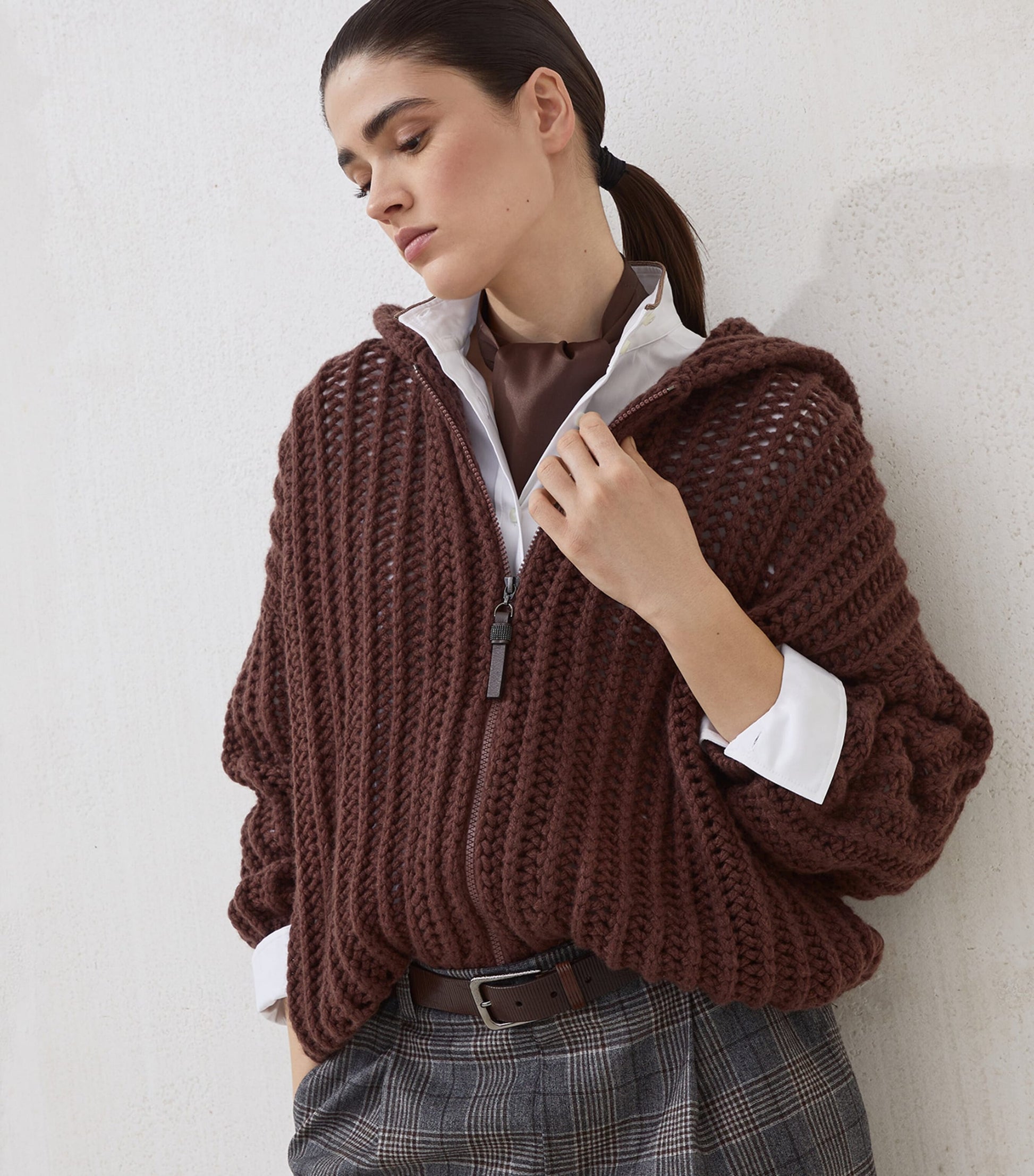 Brunello Cucinelli Black Cashmere Zip-Up Hoodie