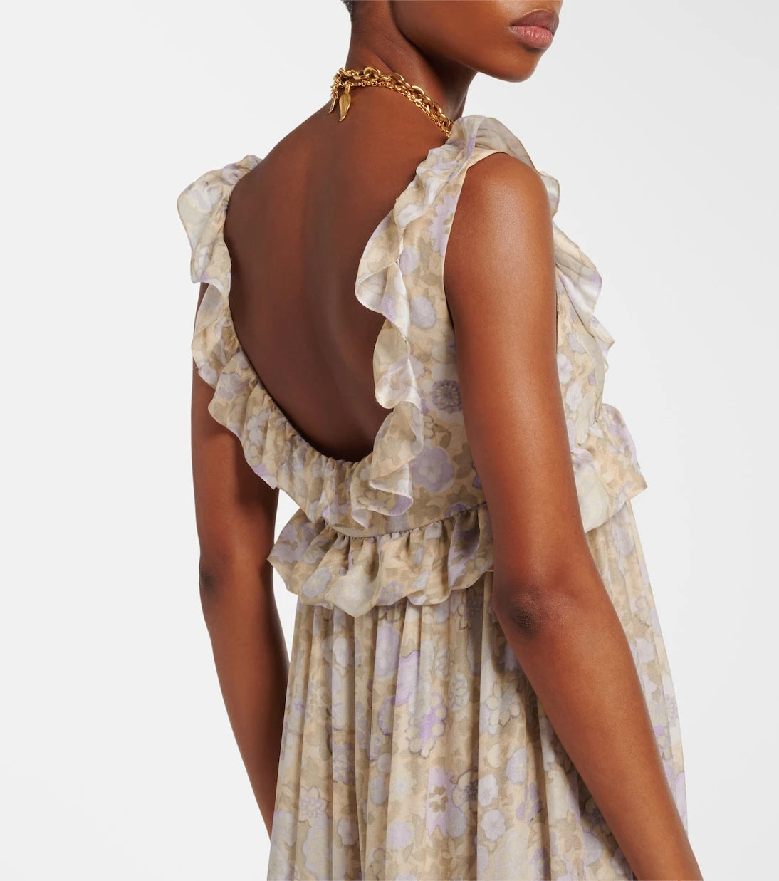 Chloé - Floral ruffled silk charmeuse maxi dress
