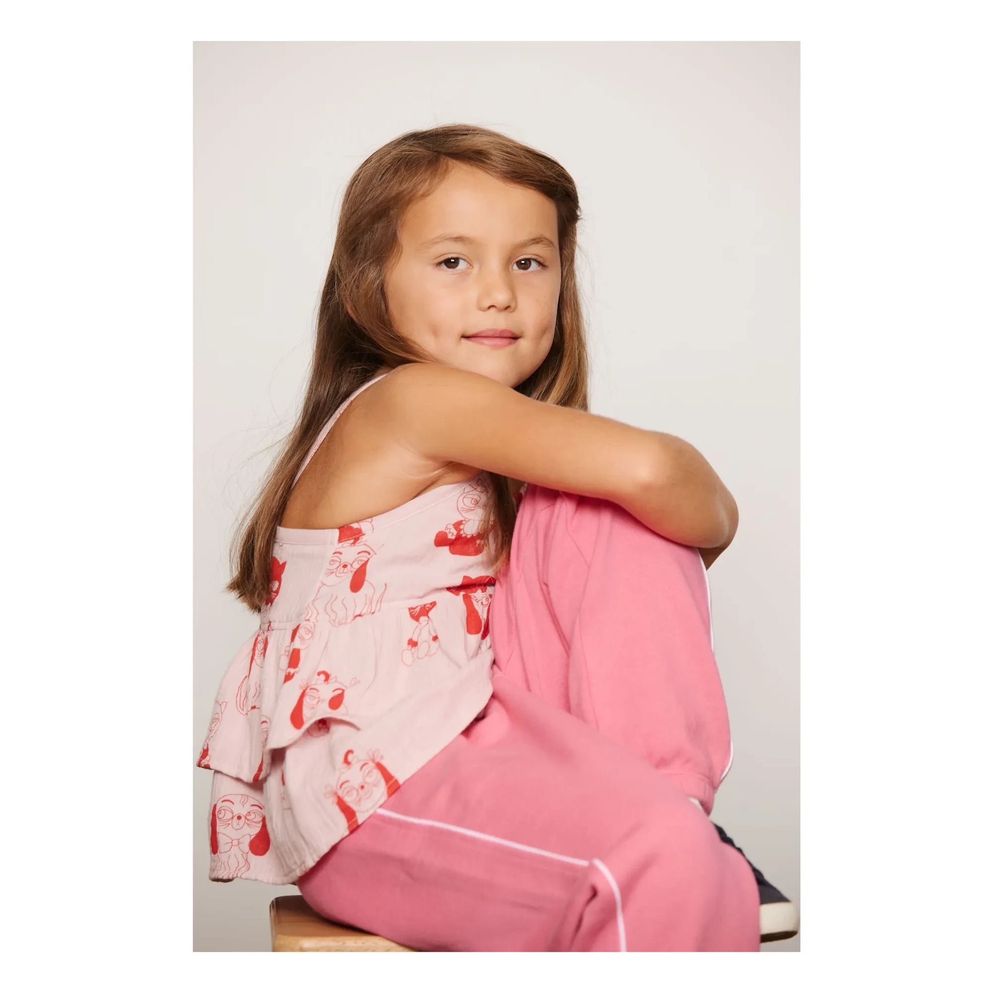 Mini Rodini - Organic Cotton Animal Ruffle Top | Pink
