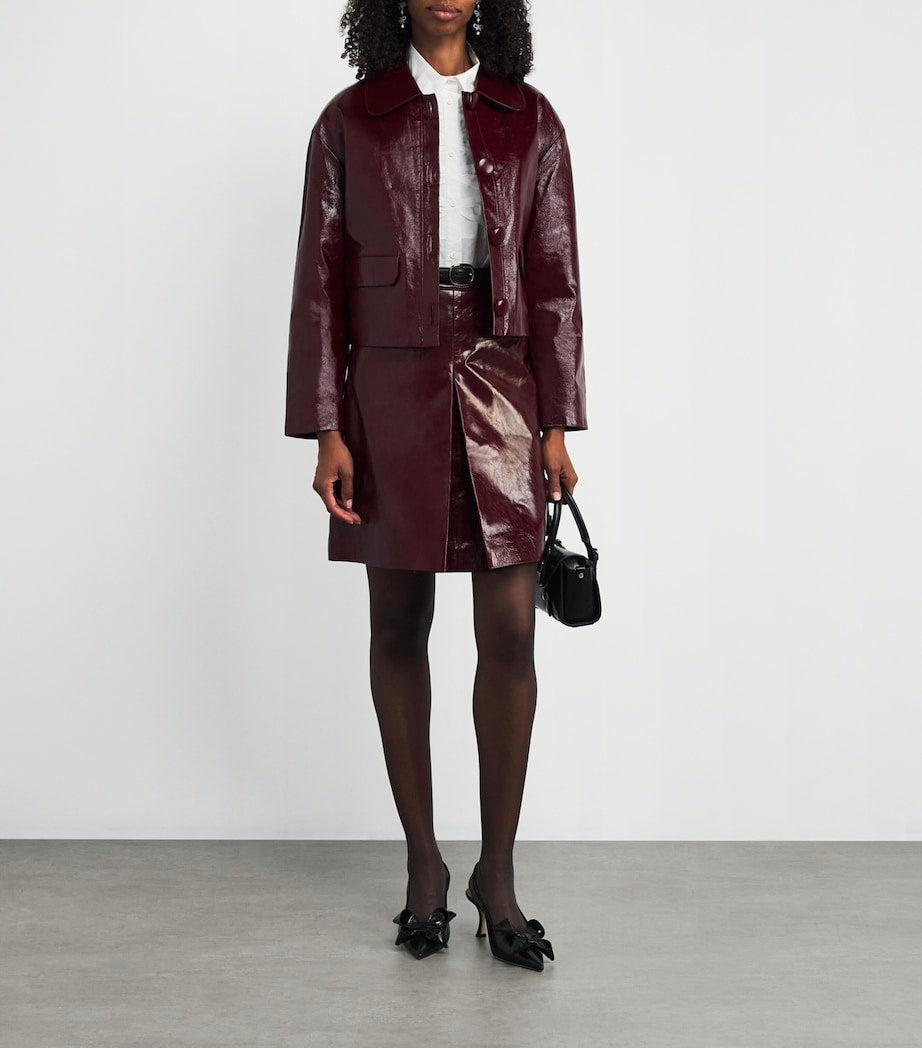 Self-Portrait Burgundy Patent Leather Jacket