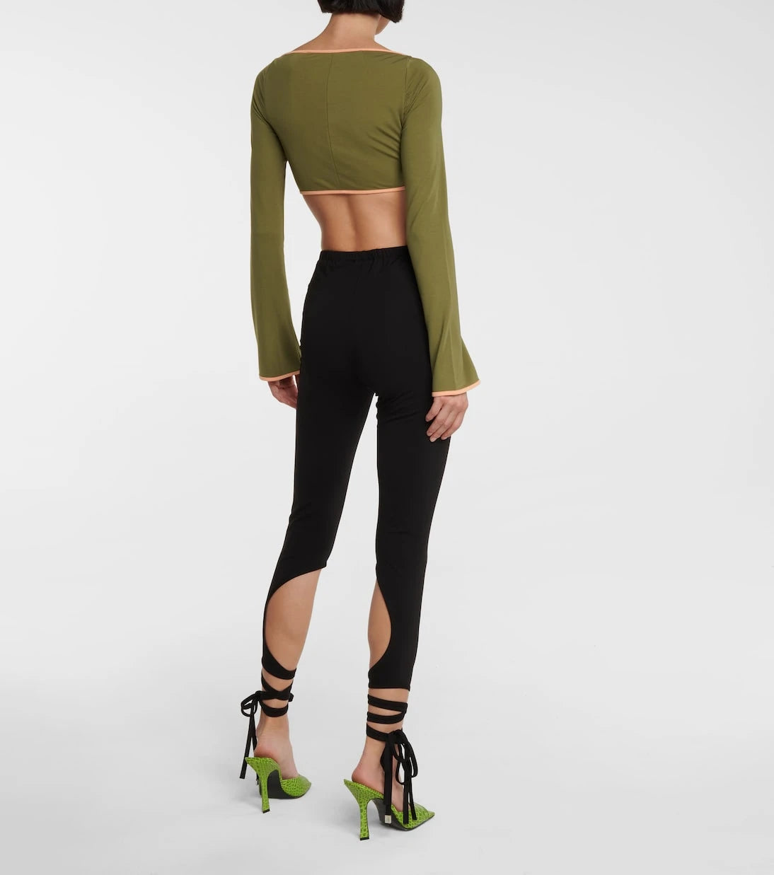 The Attico - Square-neck jersey crop top