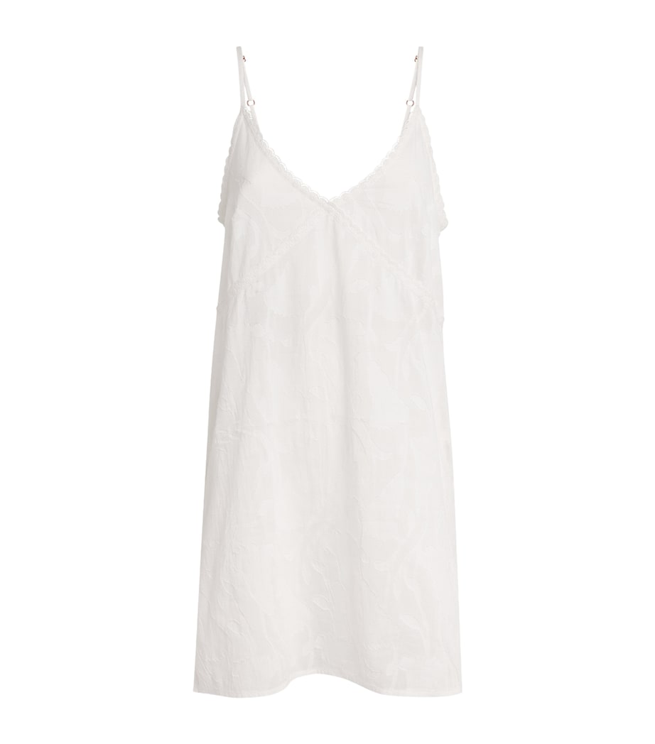 Desmond & Dempsey Ivory Floral Jacquard Nightdress