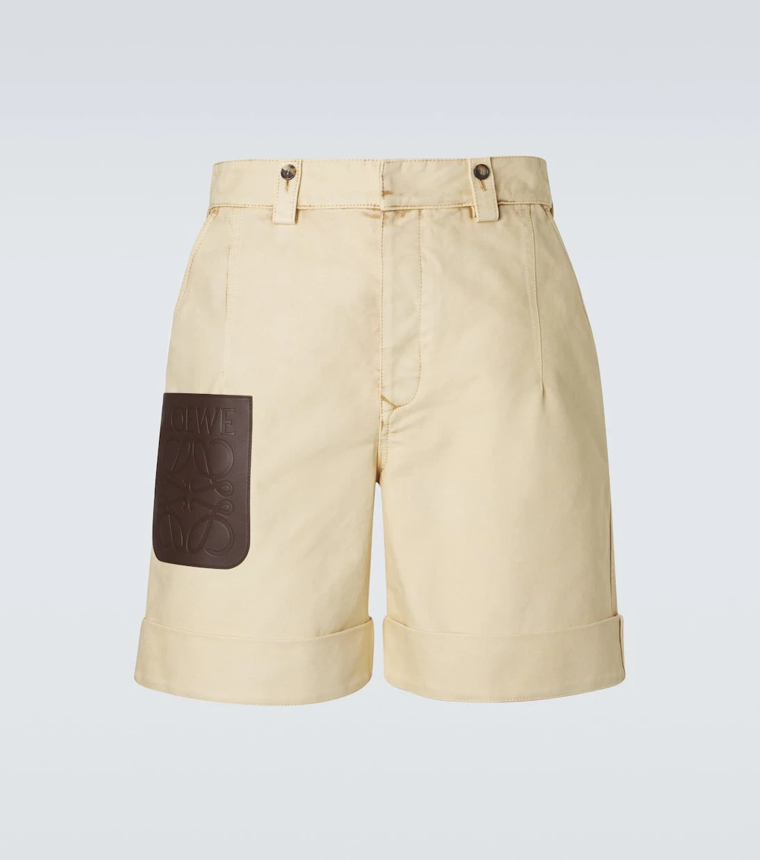 Loewe - Anagram leather-trimmed cotton shorts