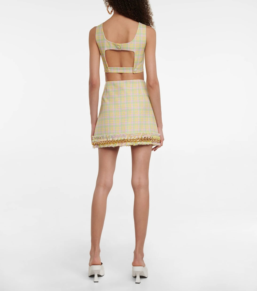 Versace - Medusa checked tweed crop top