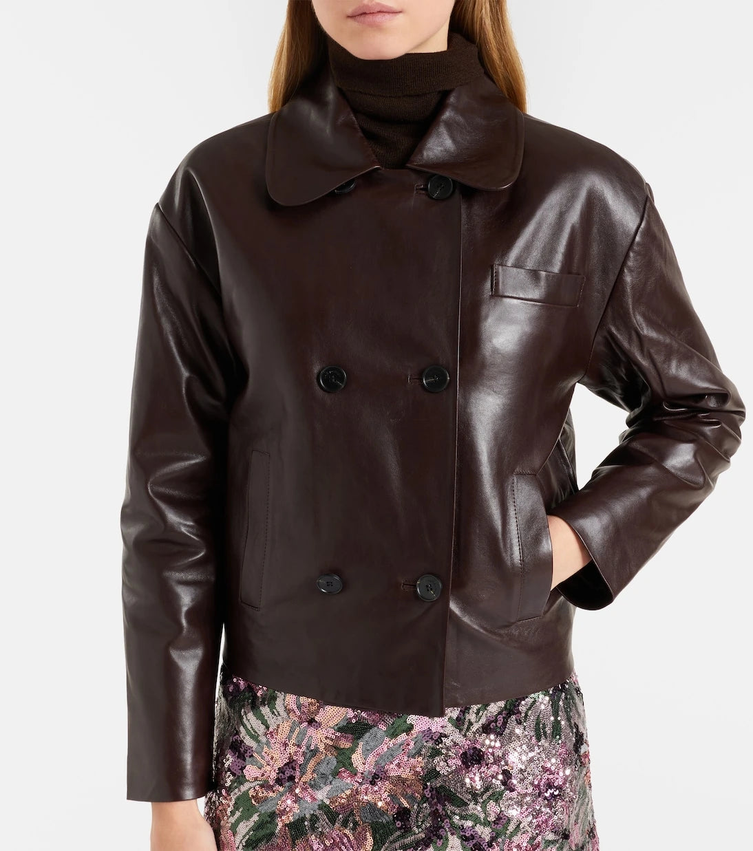 Self-Portrait - Cropped leather jacket