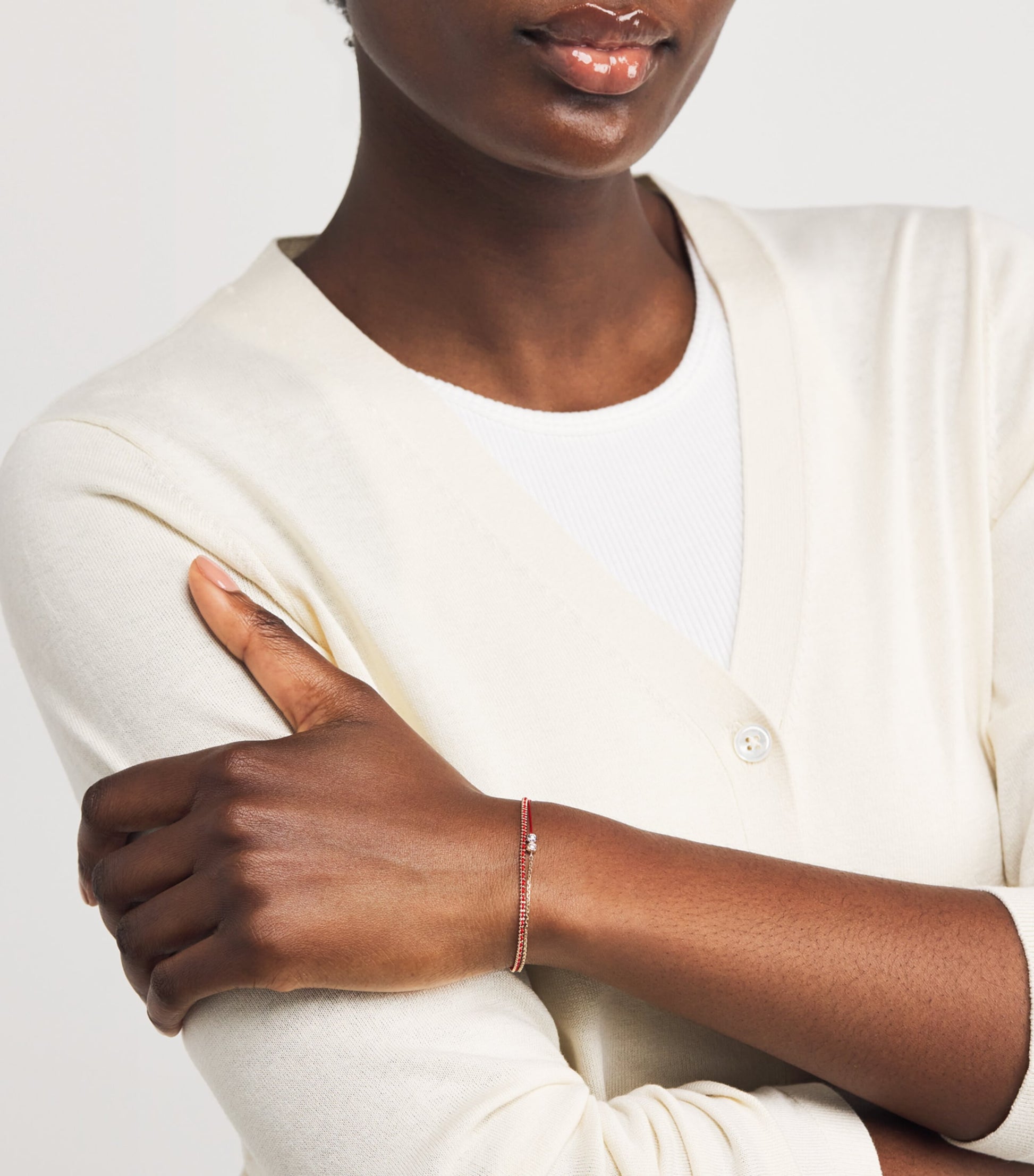 Redline 20th Anniversary Two-Tone Gold and Diamond Half-Thread Bracelet