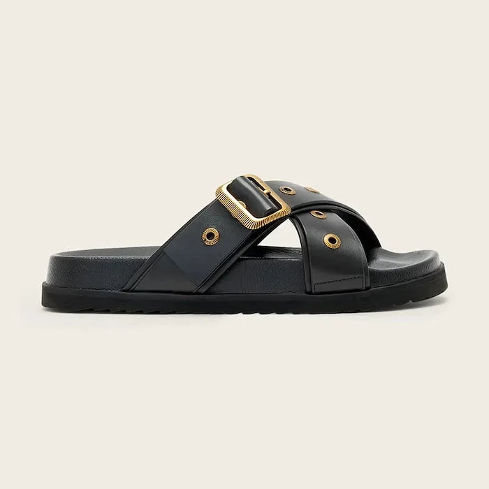 AllSaints deri düz tabanlı Suki Western Sandal