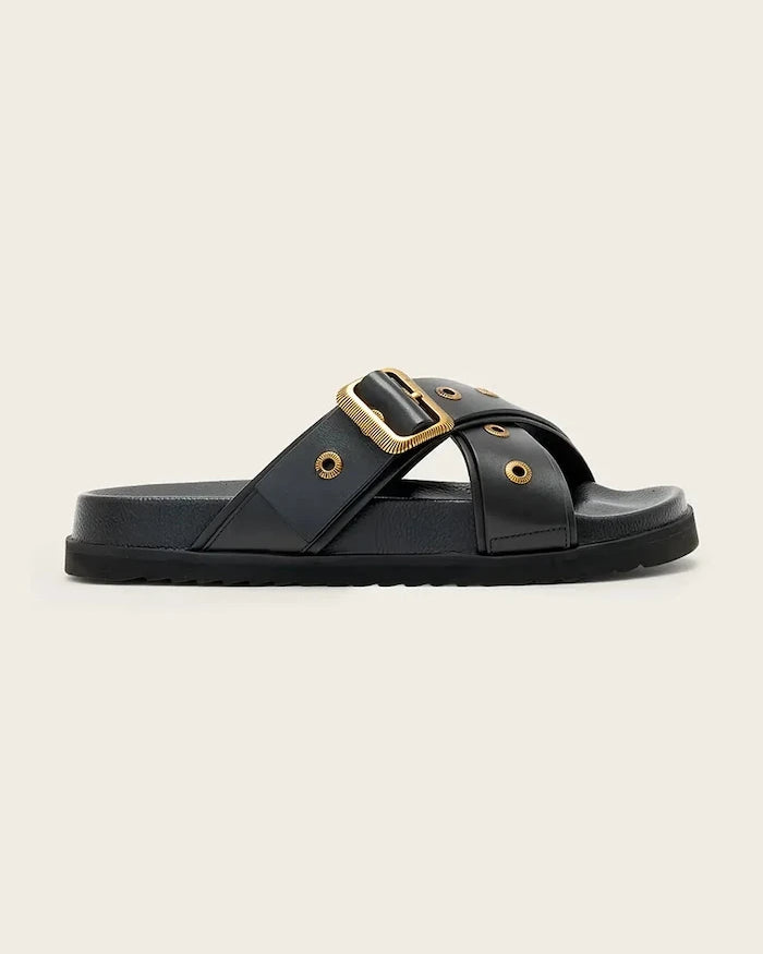 AllSaints deri düz tabanlı Suki Western Sandal