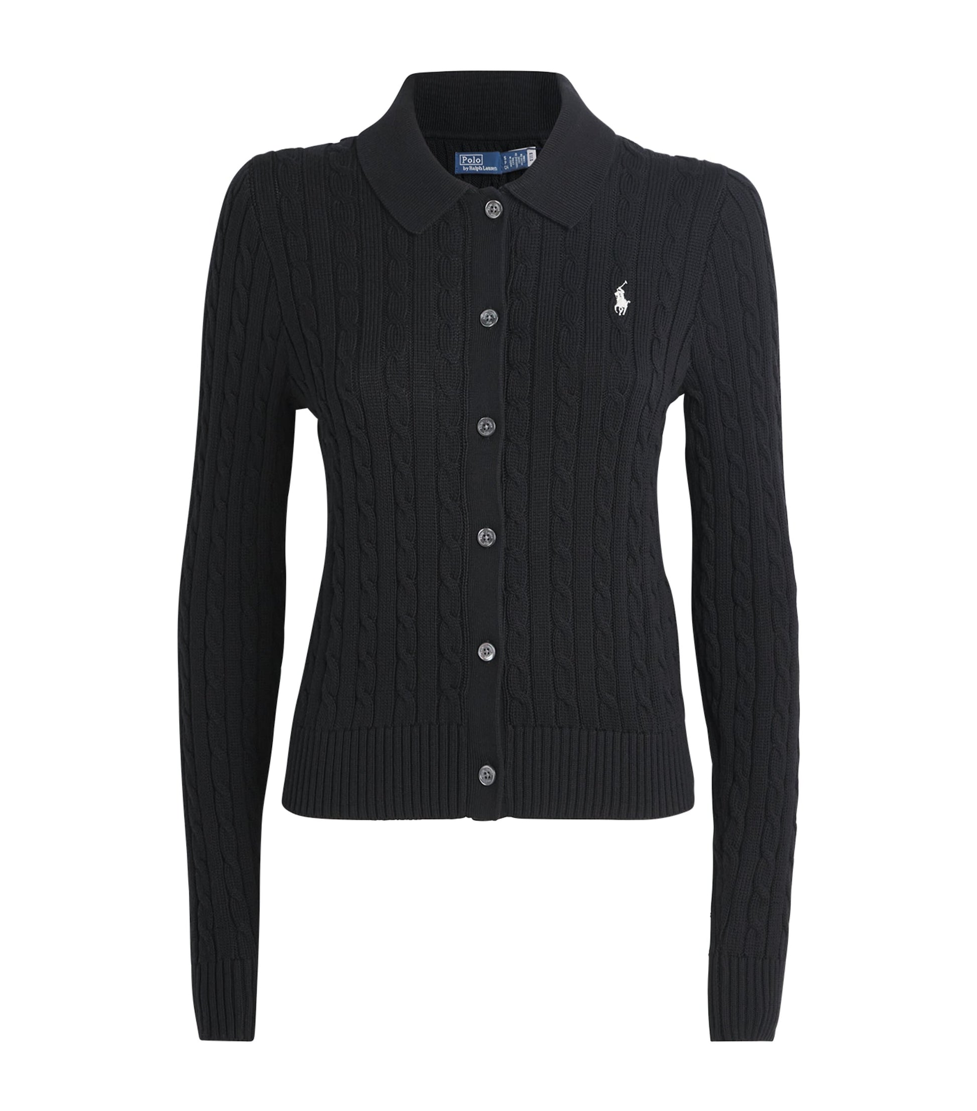Cotton Polo Pony Cable-Knit Cardigan