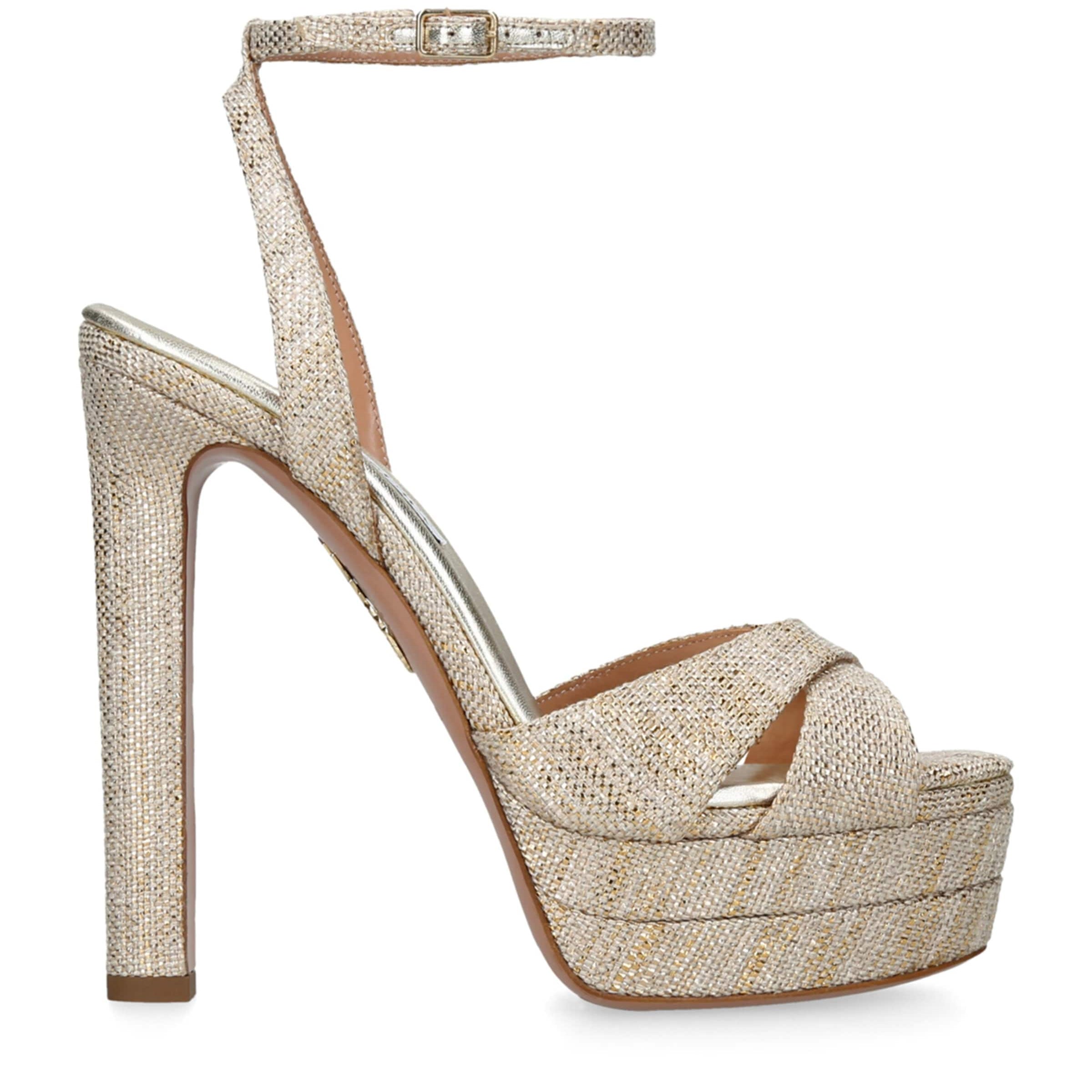 Aquazzura Gold Metallic Divine Plateau Platform Sandals 130