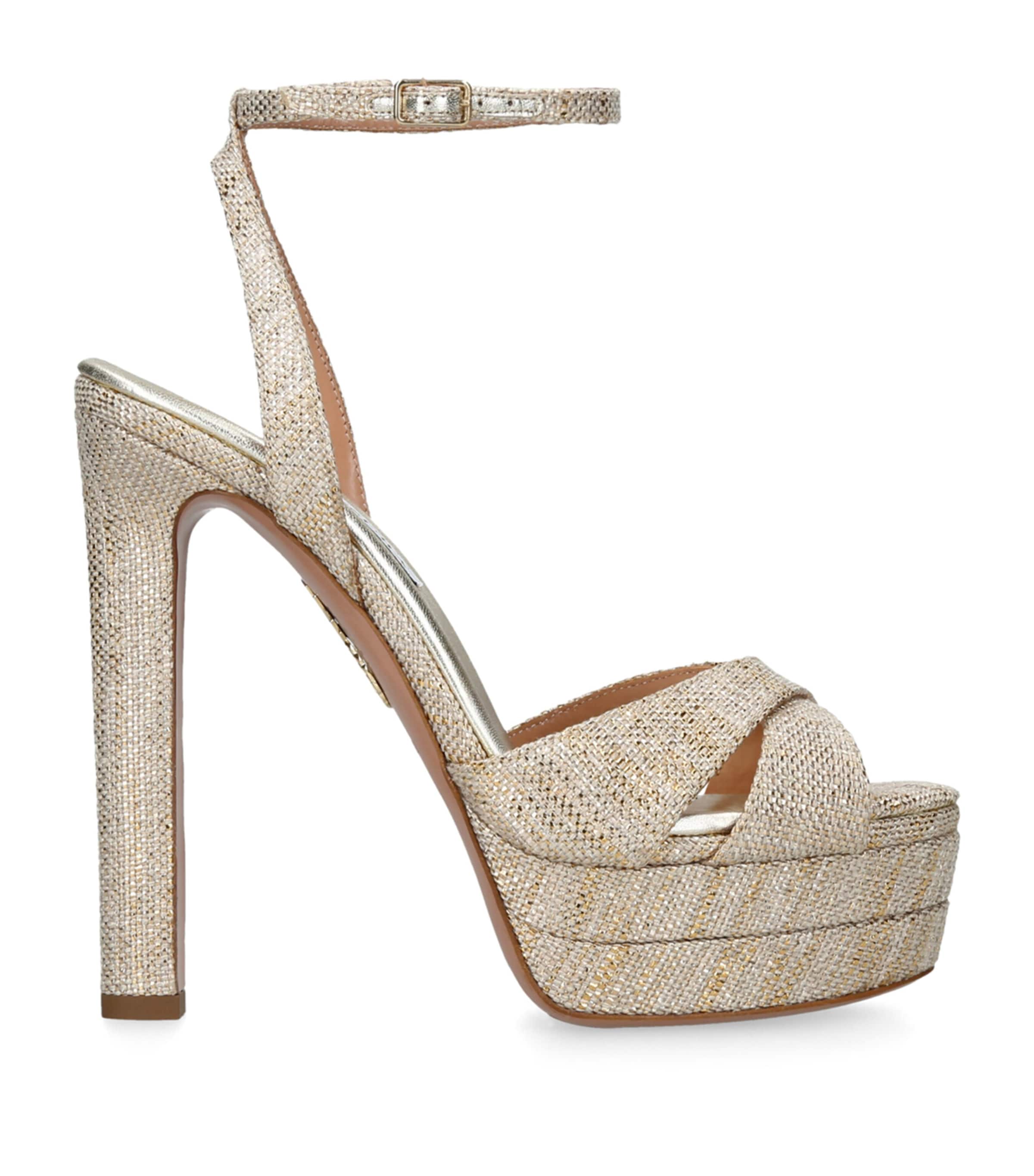 Aquazzura Gold Metallic Divine Plateau Platform Sandals 130
