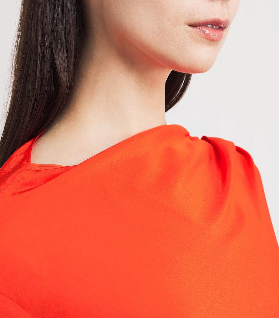 SIR. Orange Silk Gathered Fresca Maxi Dress