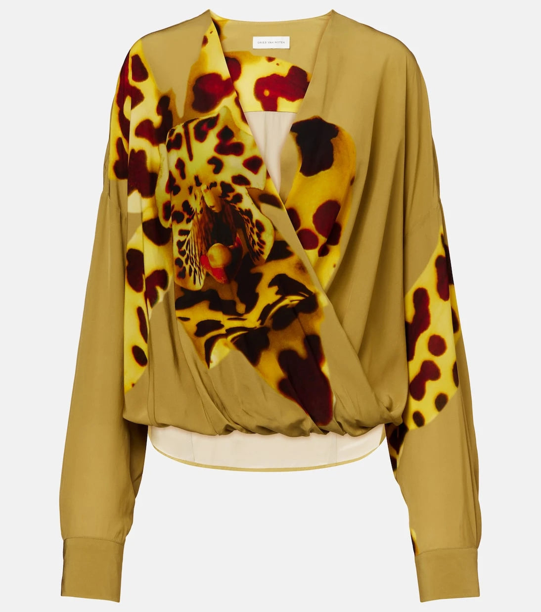 Dries Van Noten - Baskılı dökümlü saten bluz