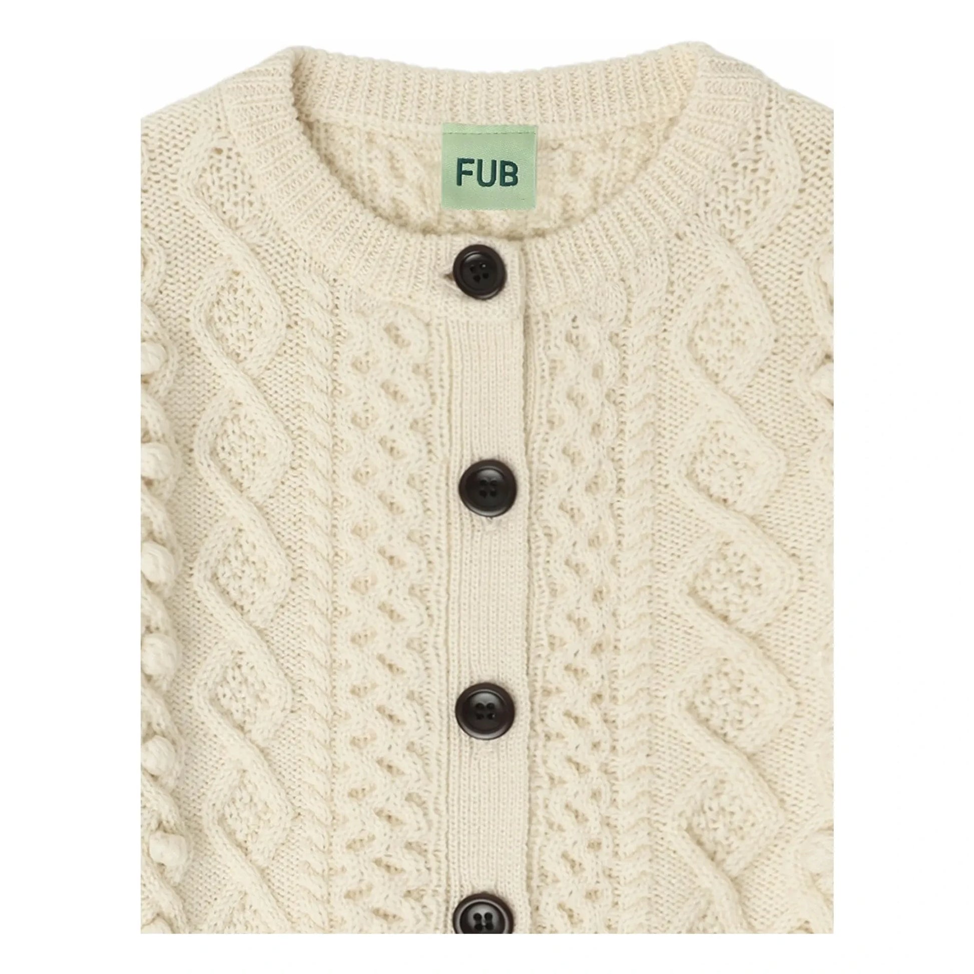 FUB - Cardigan Aran Merino wool | Ecru