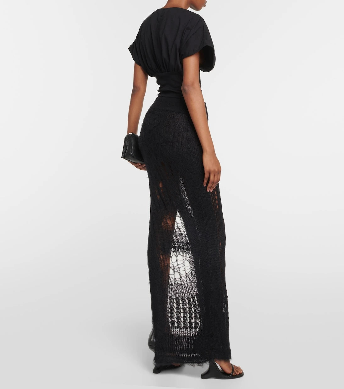Rick Owens - Distressed mohair-blend maxi skirt