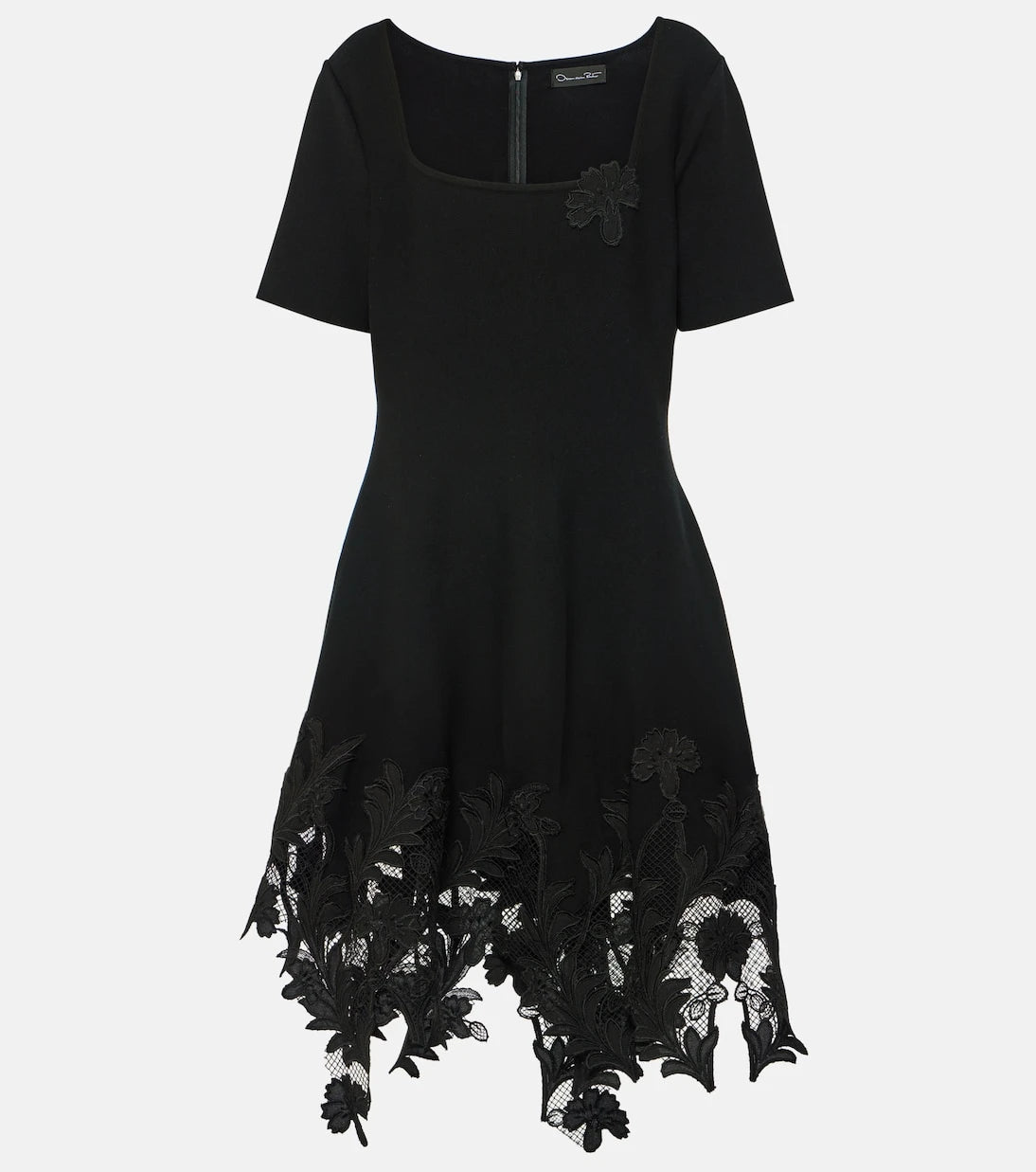 Oscar de la Renta - Lace-trimmed knitted minidress