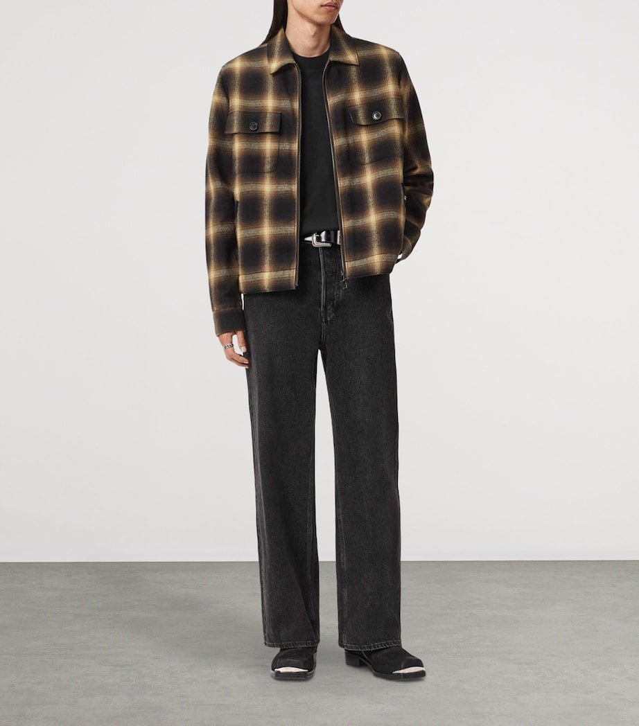 AllSaints Brown Organic Cotton Check Mathers Jacket