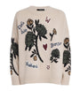 White Virgin Wool Jacquard Sweater