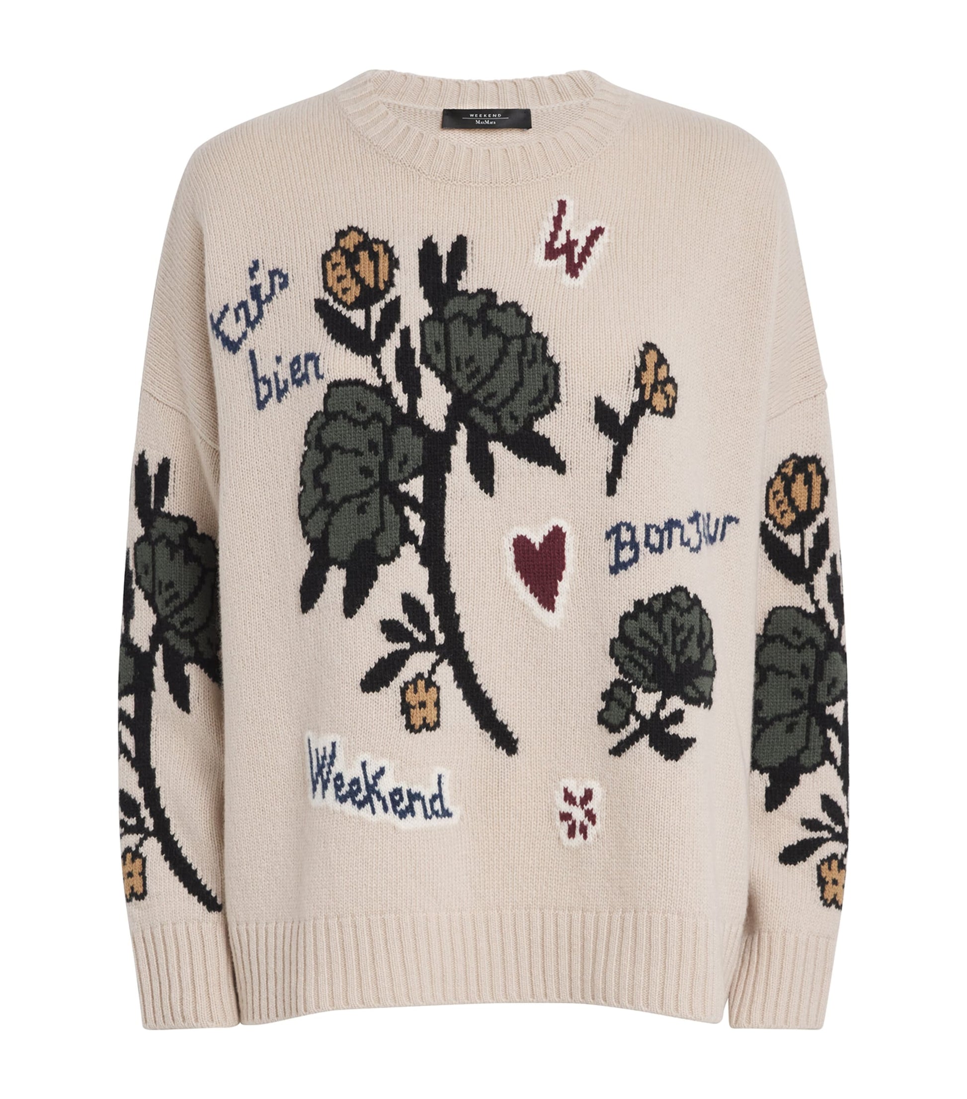 White Virgin Wool Jacquard Sweater