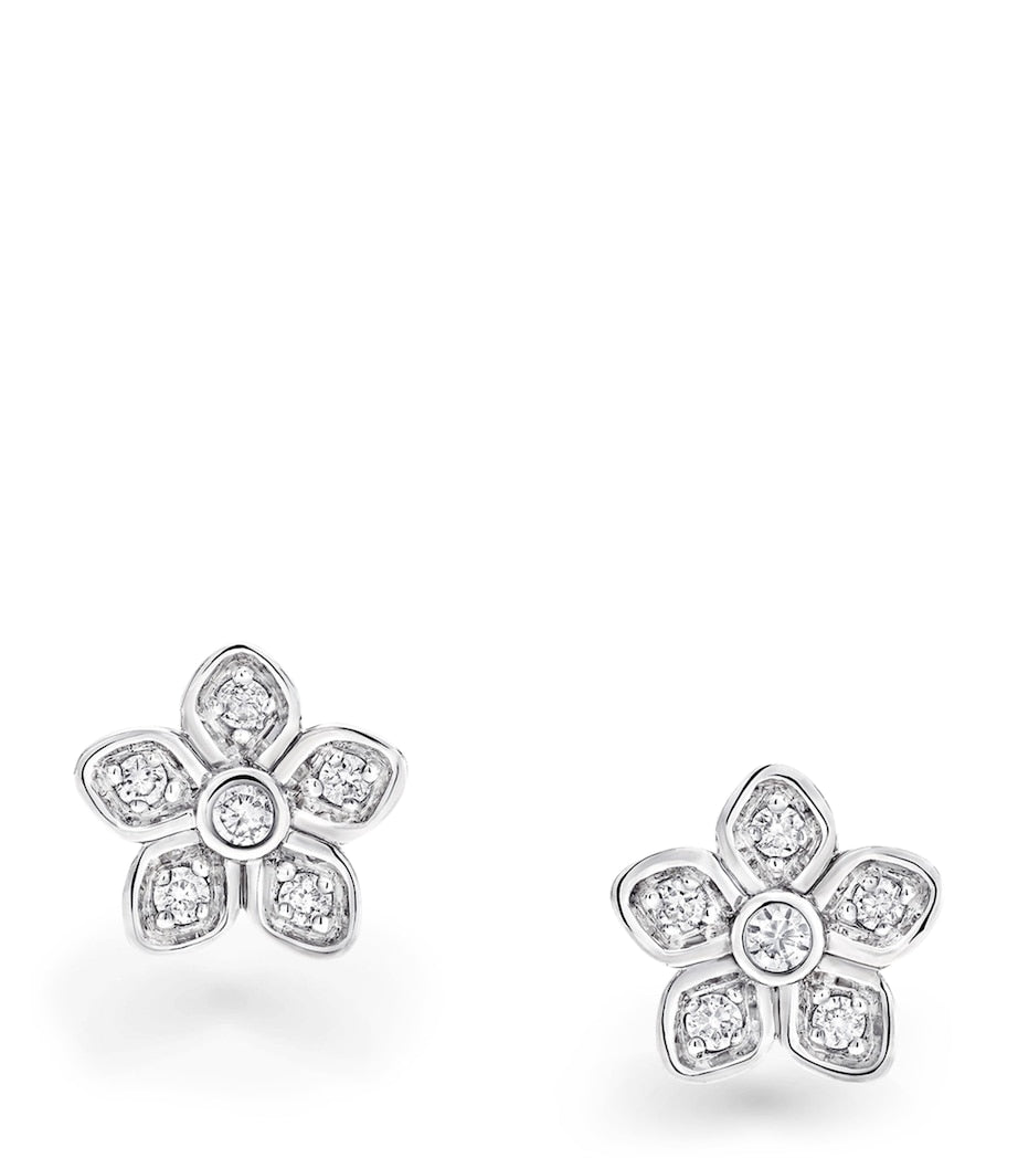 White Gold and Diamond Wild Flower Stud Earrings