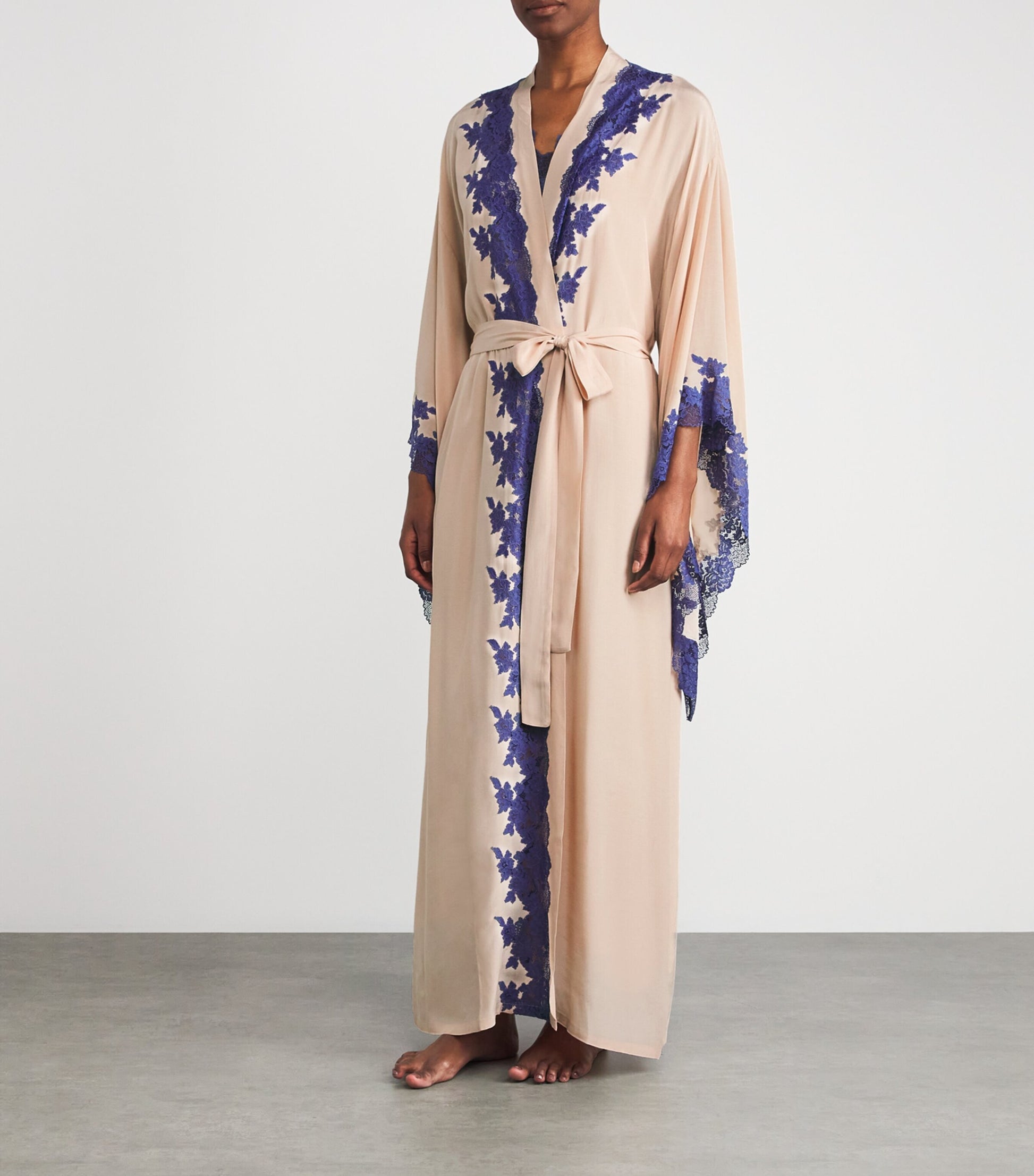 Bocan Lace-Trim Marina Long Robe