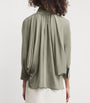 Max Mara Green Silk Tie-Neck Blouse