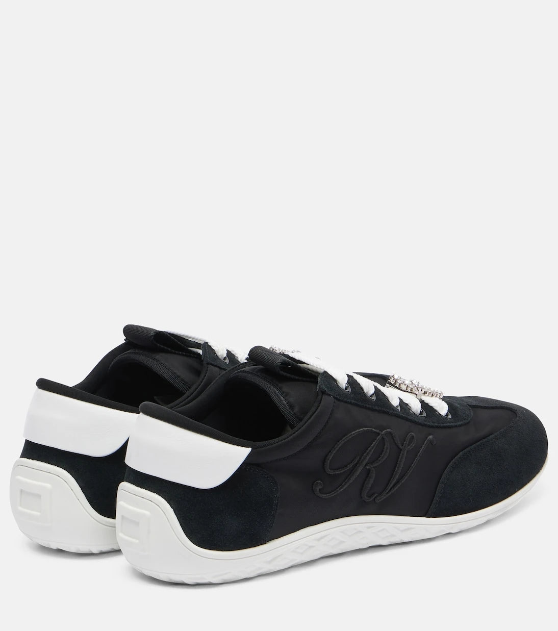 Roger Vivier - Viv Low suede-trimmed satin sneakers
