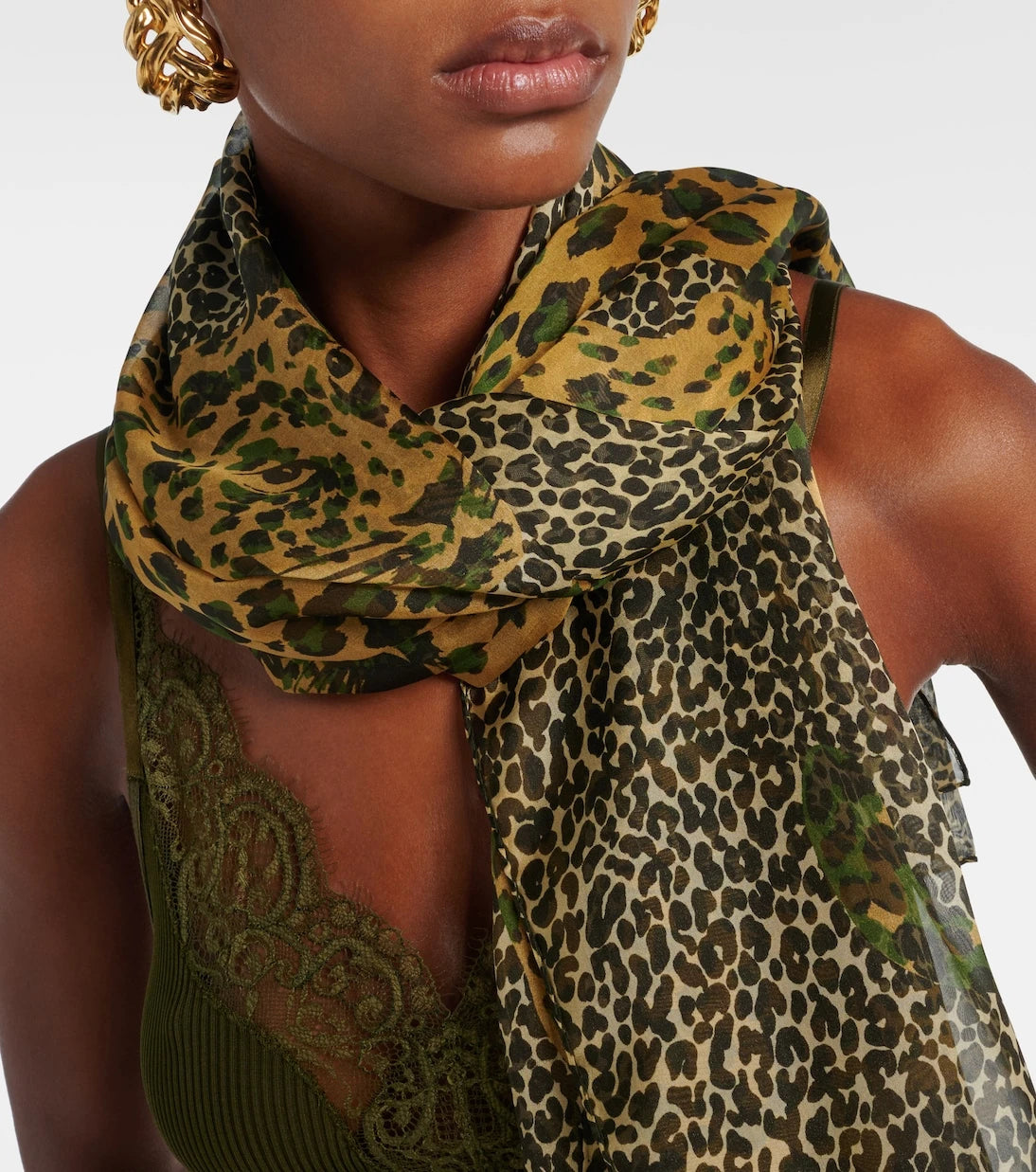 Saint Laurent - Leopard-print silk scarf