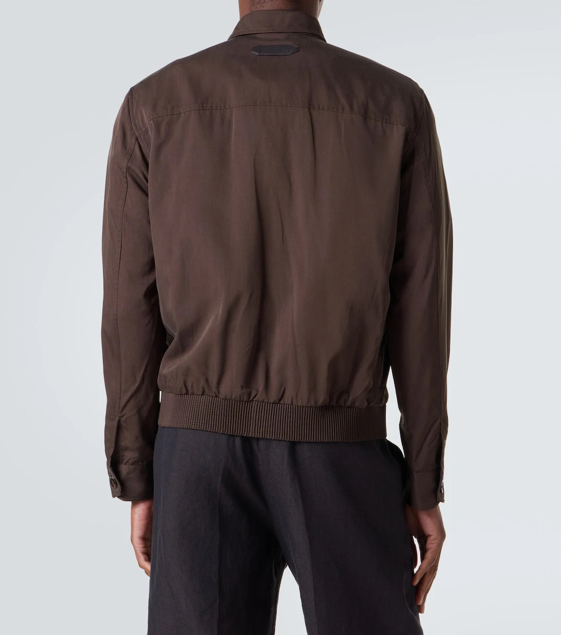 Brioni - Leather-trimmed silk blouson jacket