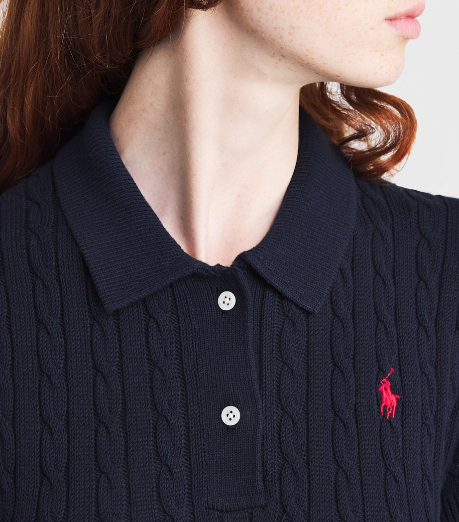 Polo Ralph Lauren Navy Cotton Cable-Knit Maxi Dress