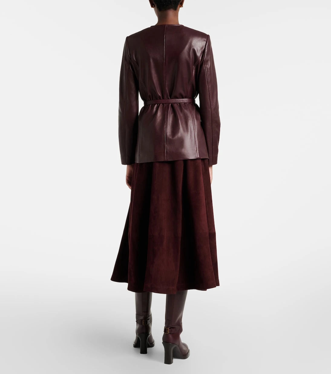 Nour Hammour - Opera leather midi skirt