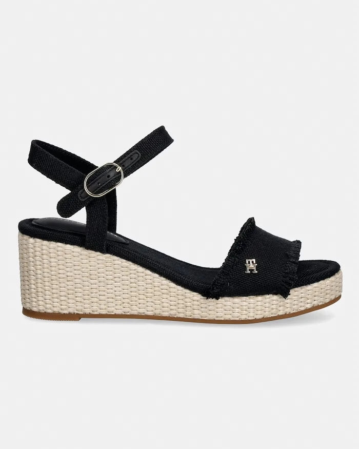 Tommy Hilfiger Topuklu Wedge Platform Sandalet MID WOVEN WEDGE ESPAD FRINGE