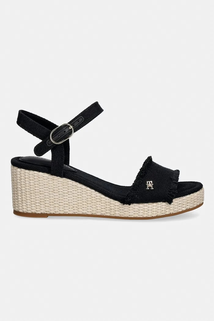 Tommy Hilfiger Topuklu Wedge Platform Sandalet MID WOVEN WEDGE ESPAD FRINGE