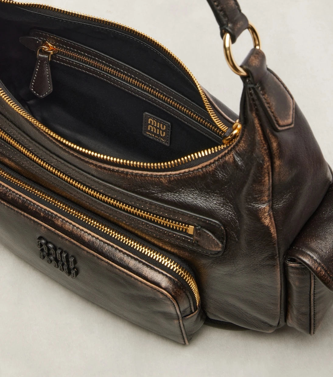 Miu Miu - Distressed leather shoulder bag