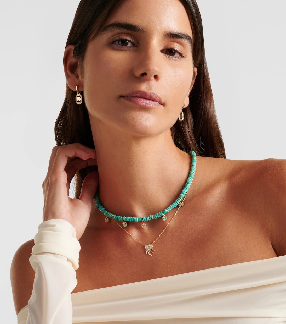 Sydney Evan - Daisy 14kt gold beaded necklace with diamonds
