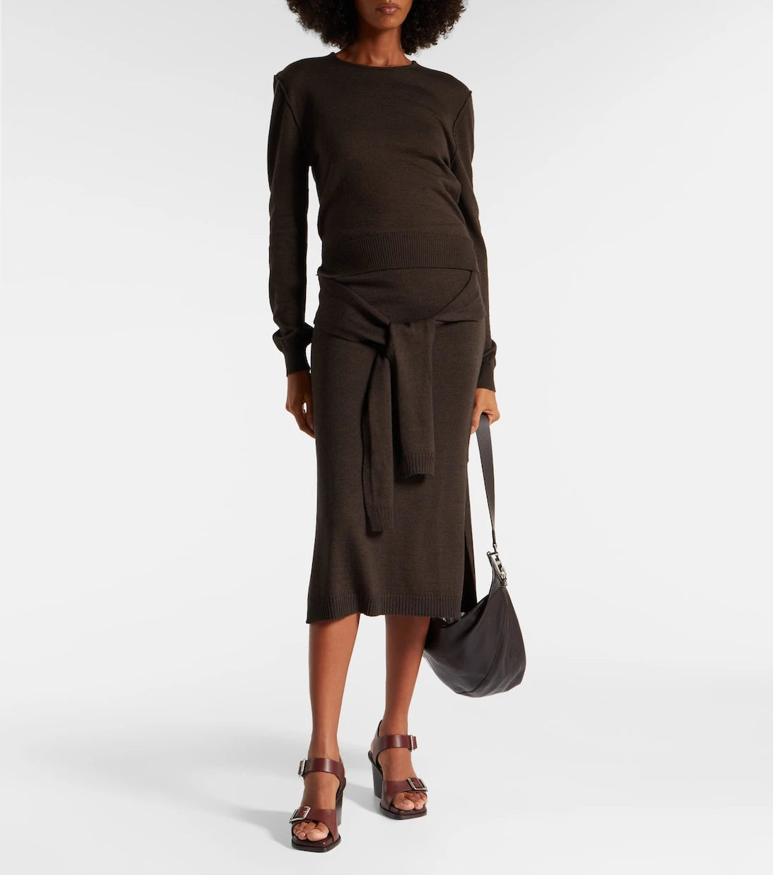 Lemaire - Trompe L'œil wool-blend midi skirt