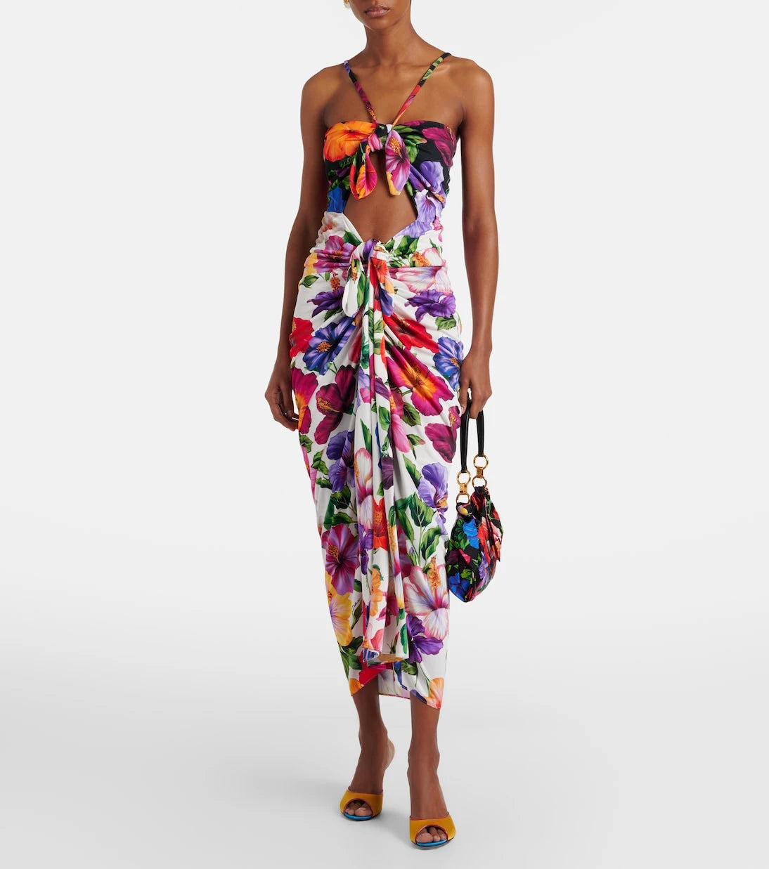 Dolce&Gabbana - Floral draped cutout midi dress
