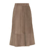 Brown Suede Midi Skirt