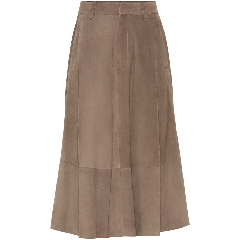 Brown Suede Midi Skirt
