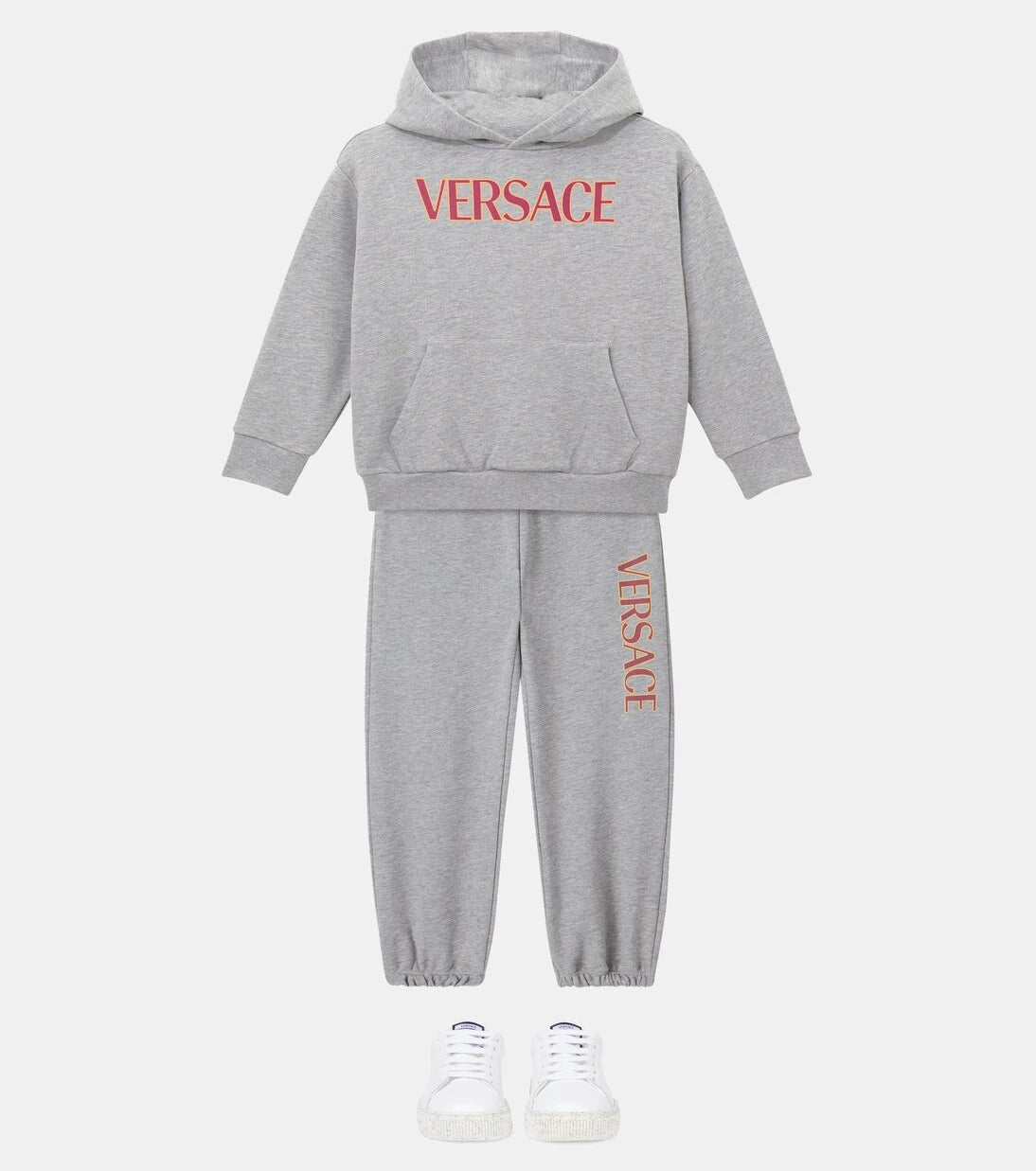 Versace Kids - بنطلون رياضي قطني جيرسي مزين بشعار الماركة