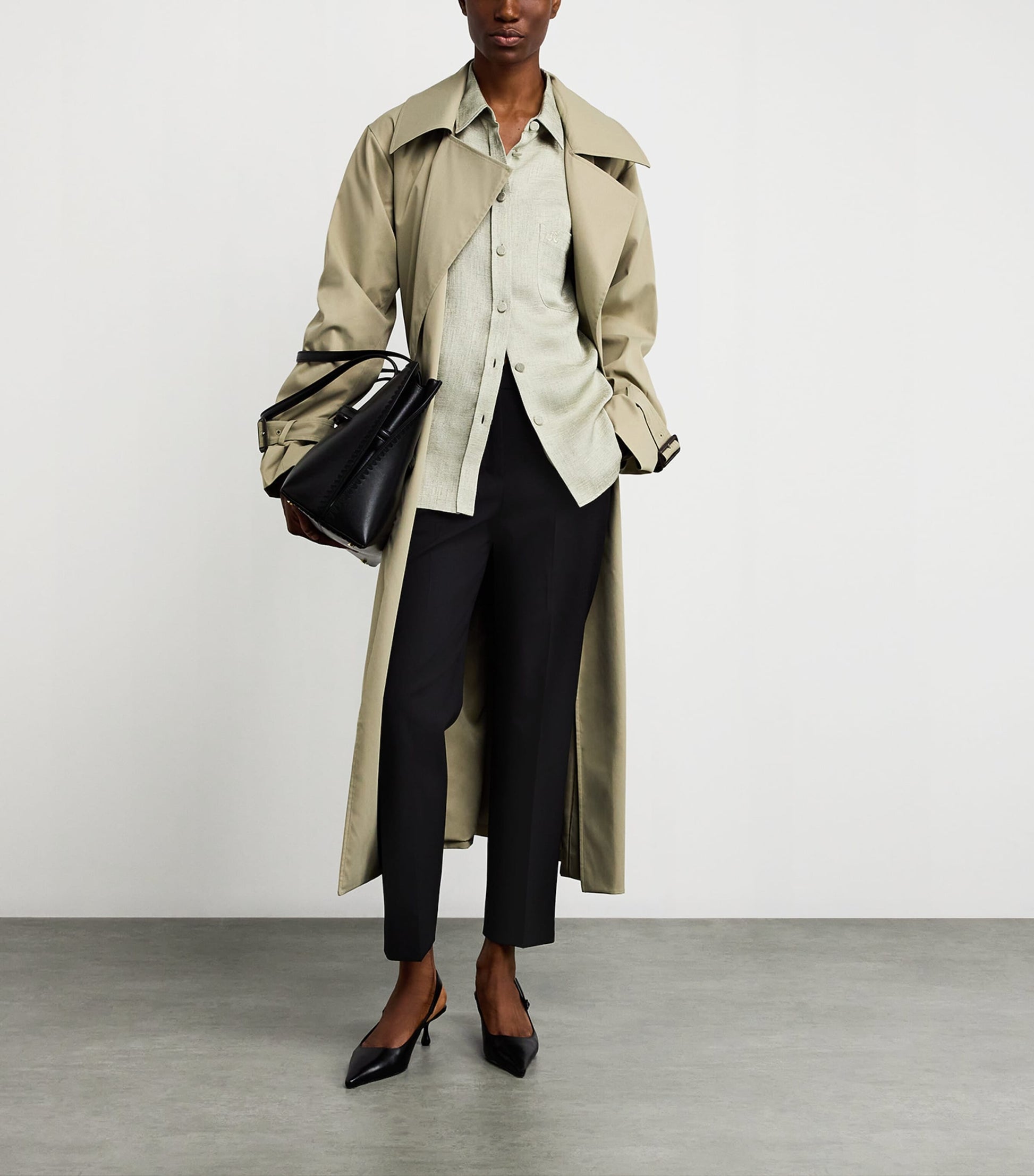 Max Mara Black Gabardine Slim Trousers