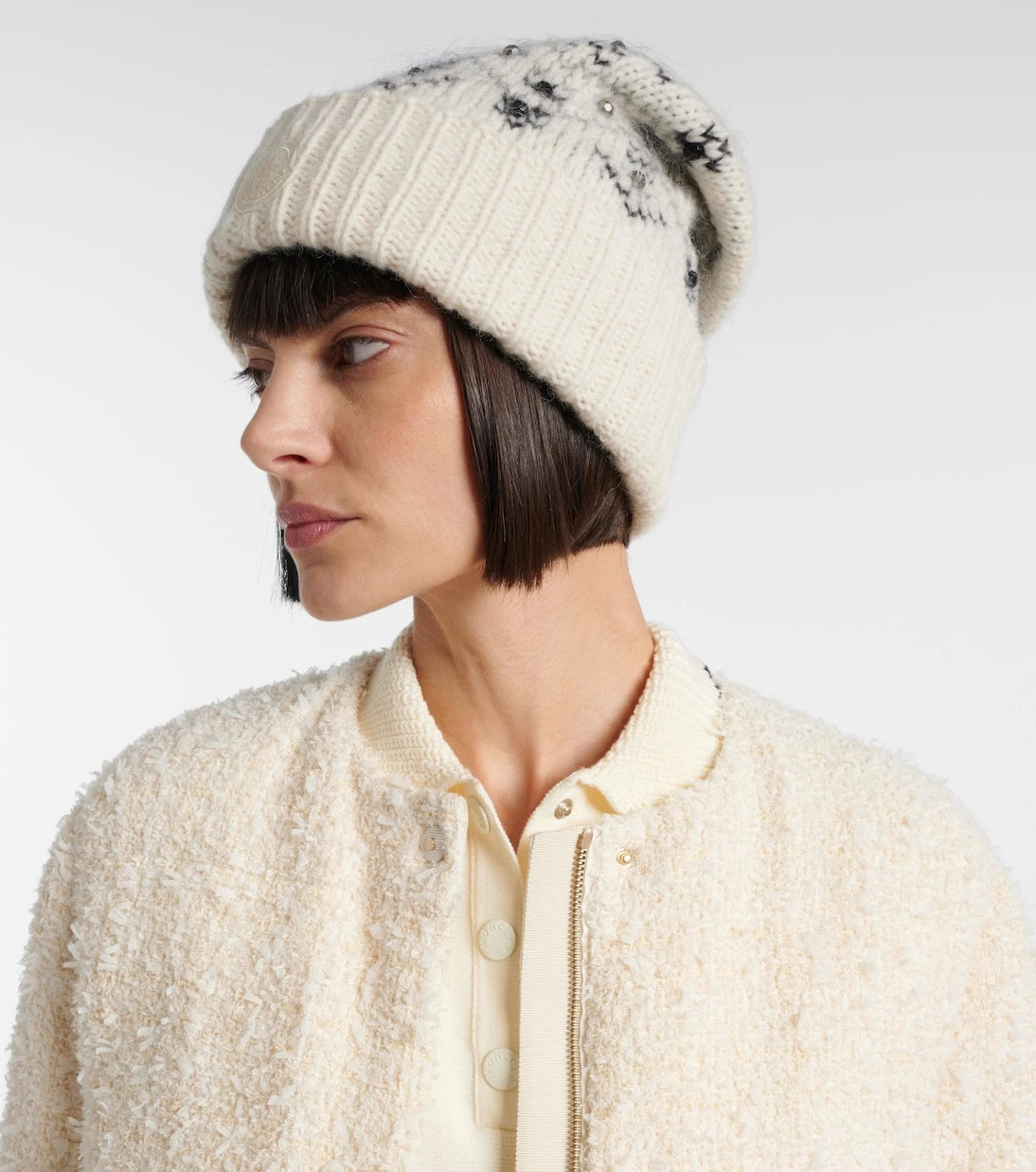 Moncler - Embellished alpaca and wool-blend beanie