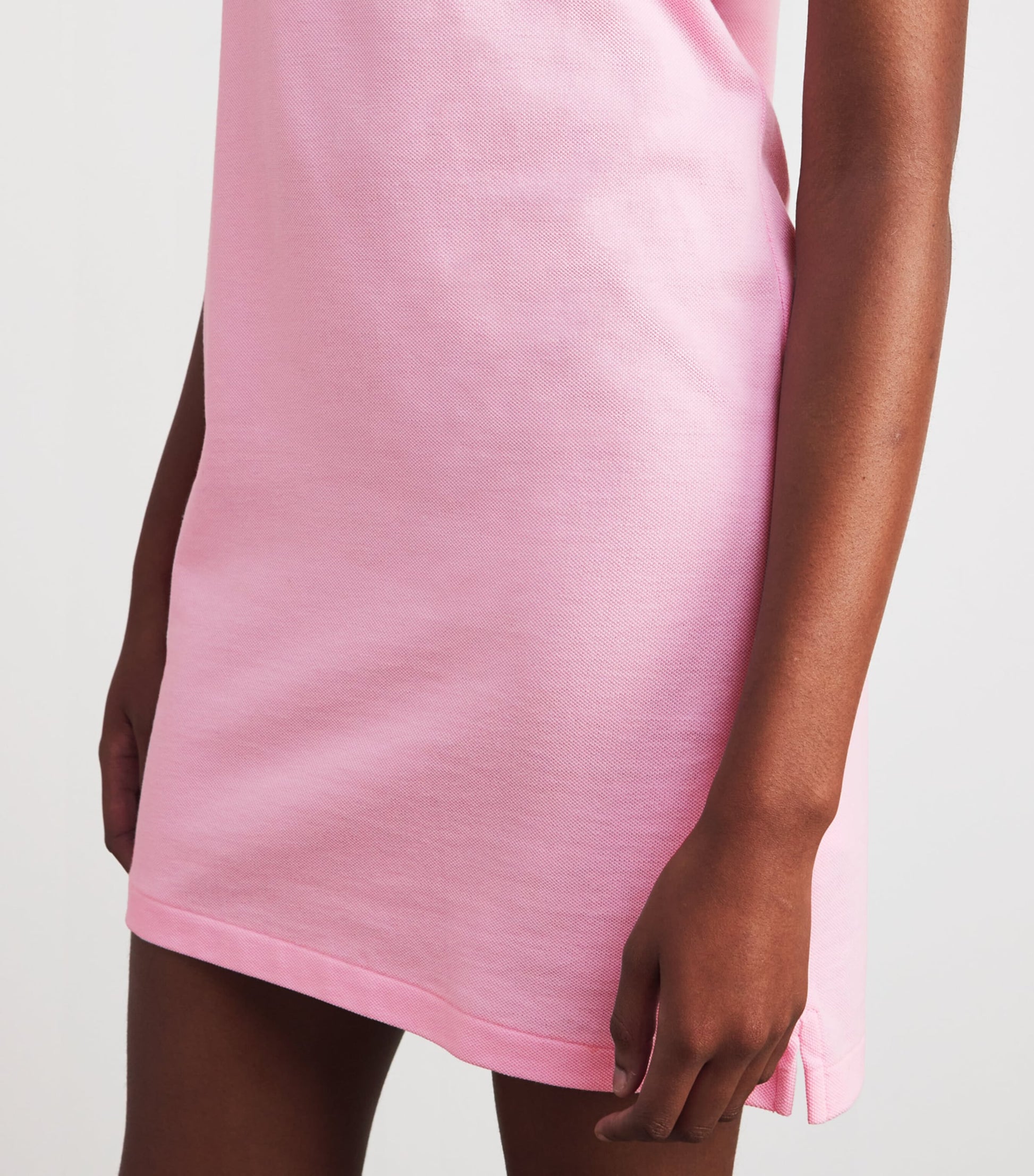 Pink Cotton Mesh Polo Dress