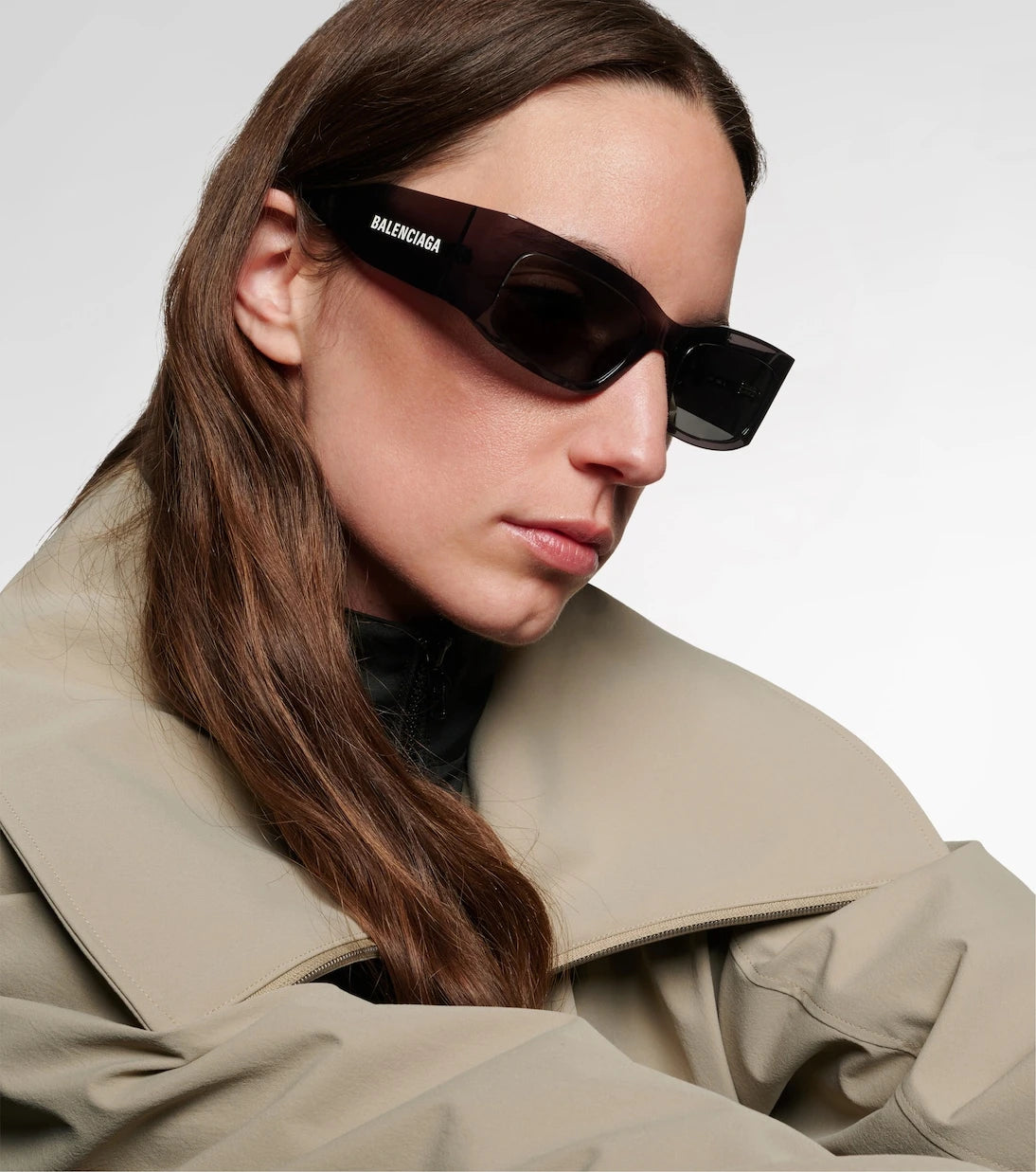 Balenciaga - نظارة شمسية مستطيلة بشعار