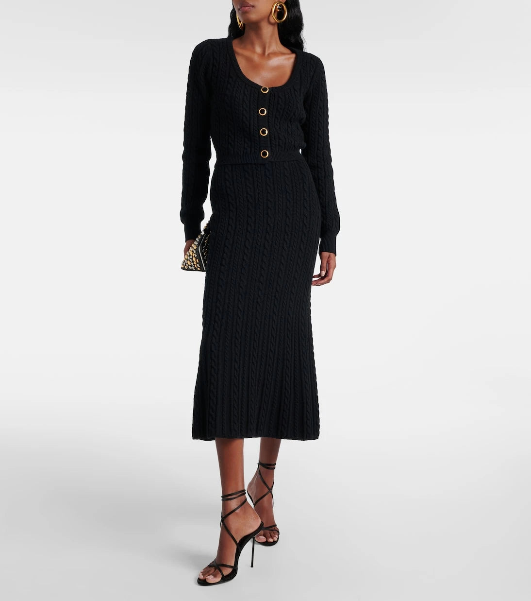 Alessandra Rich - Cable-knit wool midi skirt