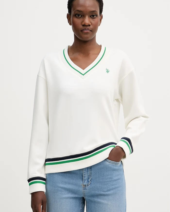 U.S. Polo Assn. Kadın V Yaka Viskoz Sweatshirt