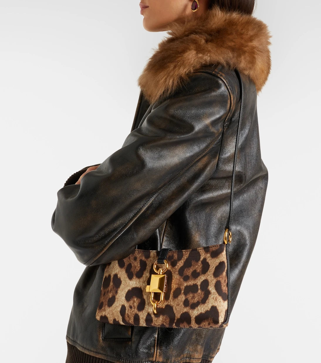 Dolce&Gabbana - Lock leopard-print canvas shoulder bag