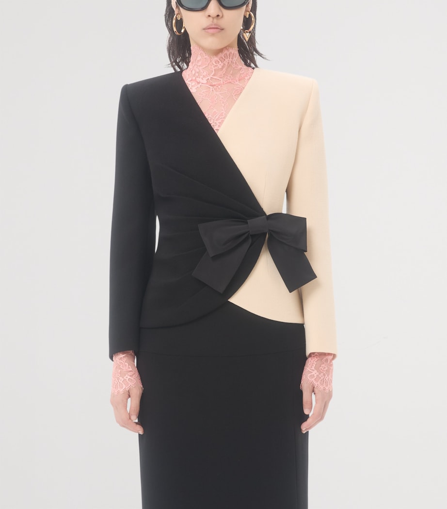 Valentino Black Virgin Wool Bow Blazer