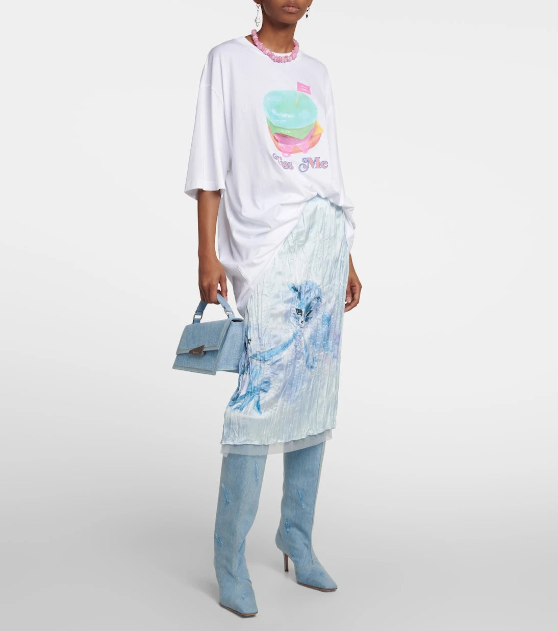 Acne Studios - Distressed denim knee-high boots
