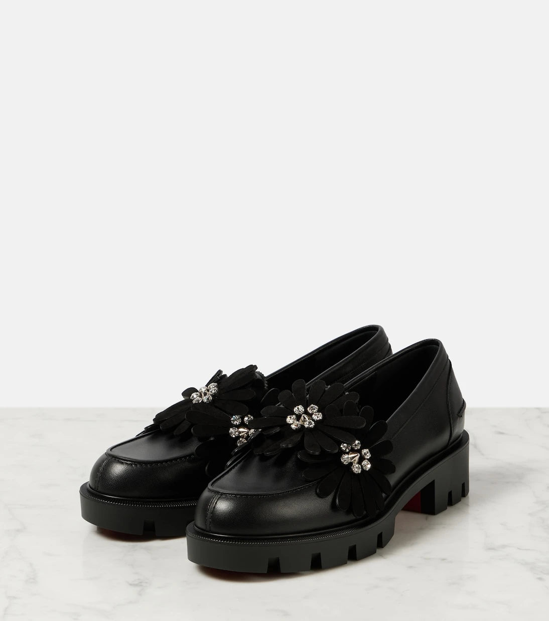 Christian Louboutin - Flora Moc embellished leather loafers